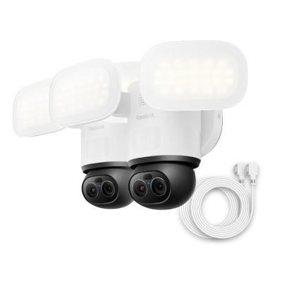 Cámara Reolink TrackFlex Floodlight WiFi (paquete de 2 blanco con an Extra AC Cable)