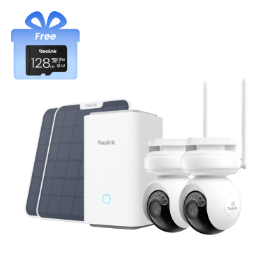 Kit Reolink Home Hub con 2× Altas PT Ultra (blanco) + 2× panel solar 2 (6W, blanco) + tarjeta microS