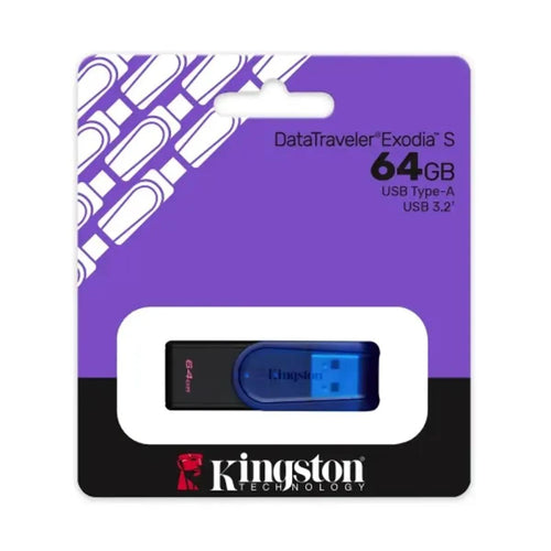 Memoria USB Kingston 64GB USB 3.0 DT Exodia S LATAM Azul