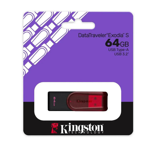 Memoria USB Kingston 64GB USB 3.0 DT Exodia S LATAM Rojo Casing