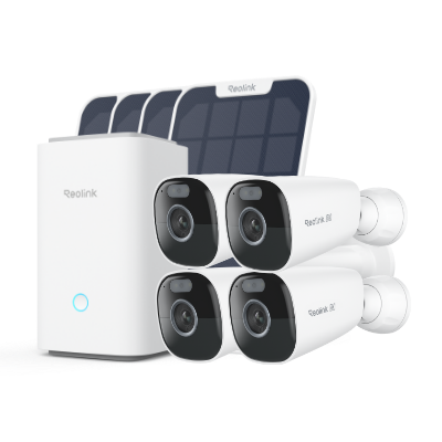 Kit Reolink Home Hub con 4× Argus Eco Ultra + panel solar (blanco)