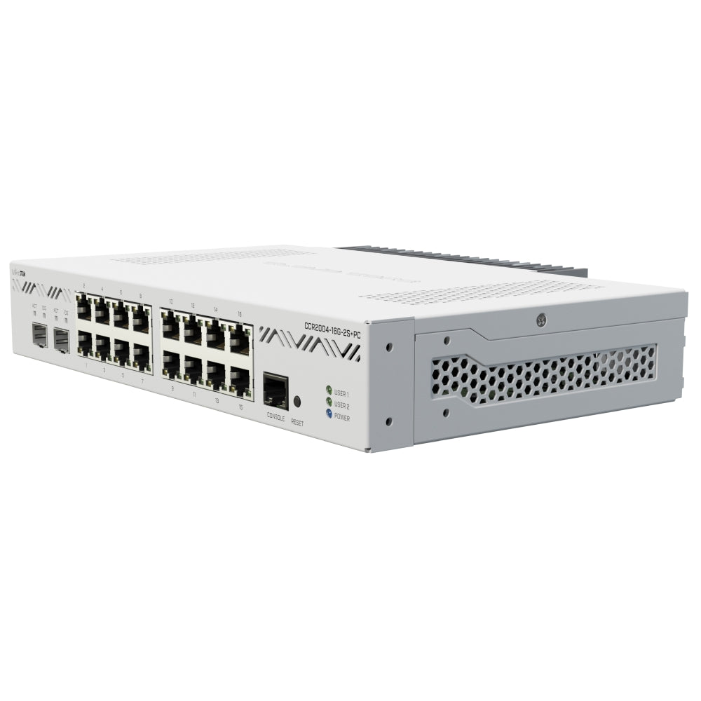 Router MikroTik CCR2004-16G-2S+PC Cloud Core 1.2 GHz, 16 Gigabit y 2 SFP+