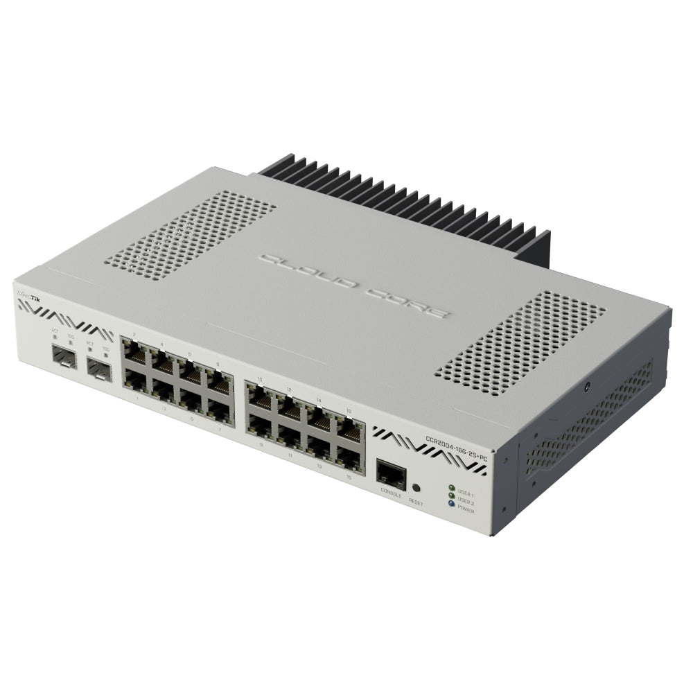 Router MikroTik CCR2004-16G-2S+PC Cloud Core 1.2 GHz, 16 Gigabit y 2 SFP+