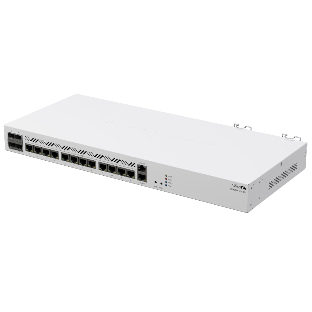 Router MikroTik CCR2116-12G-4S+ 16 núcleos a 2 GHz, 4 SFP+ 10G y 12 Gigabit