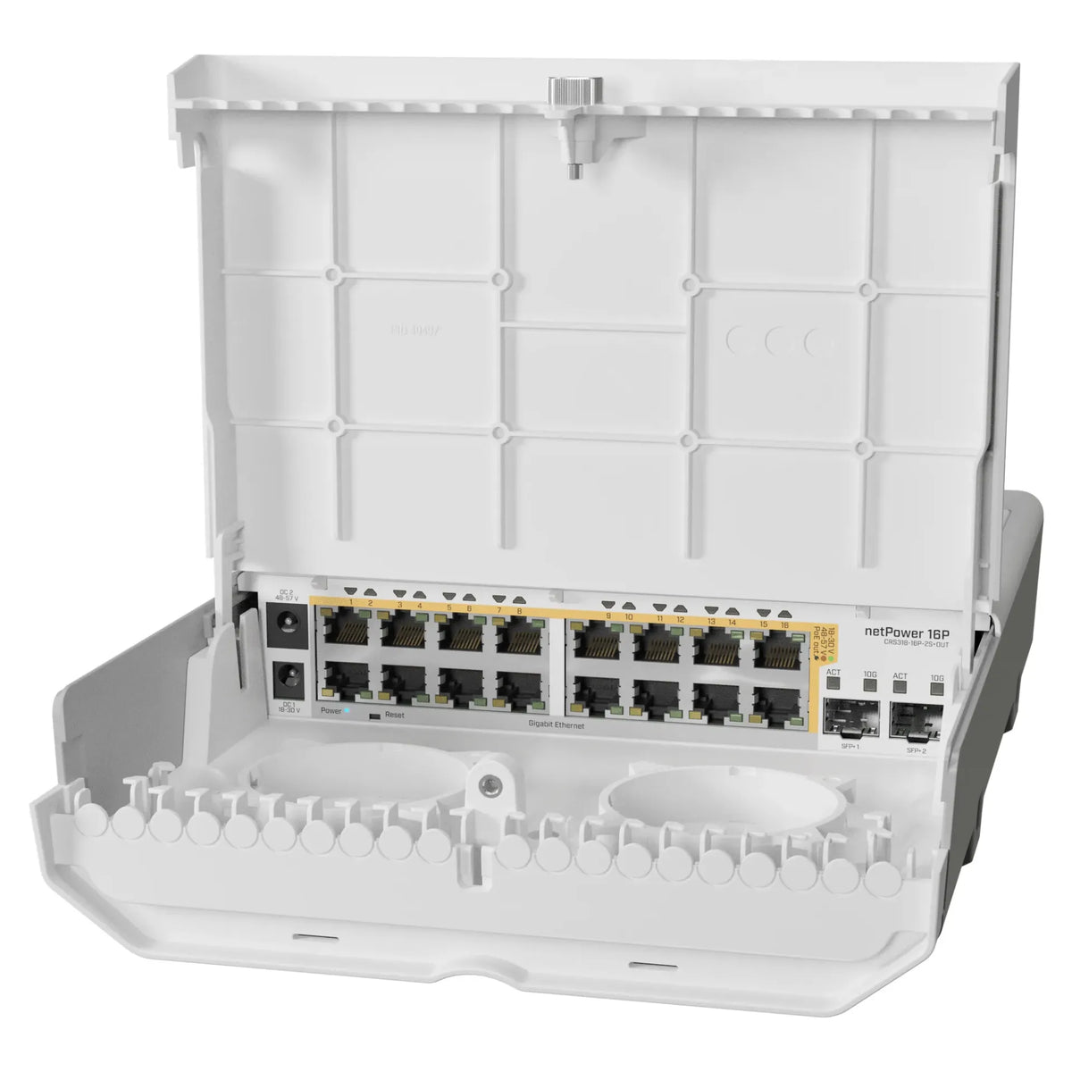 Switch MikroTik CRS318-16P-2S+OUT Exterior, 16 PoE Gigabit y 2 SFP+