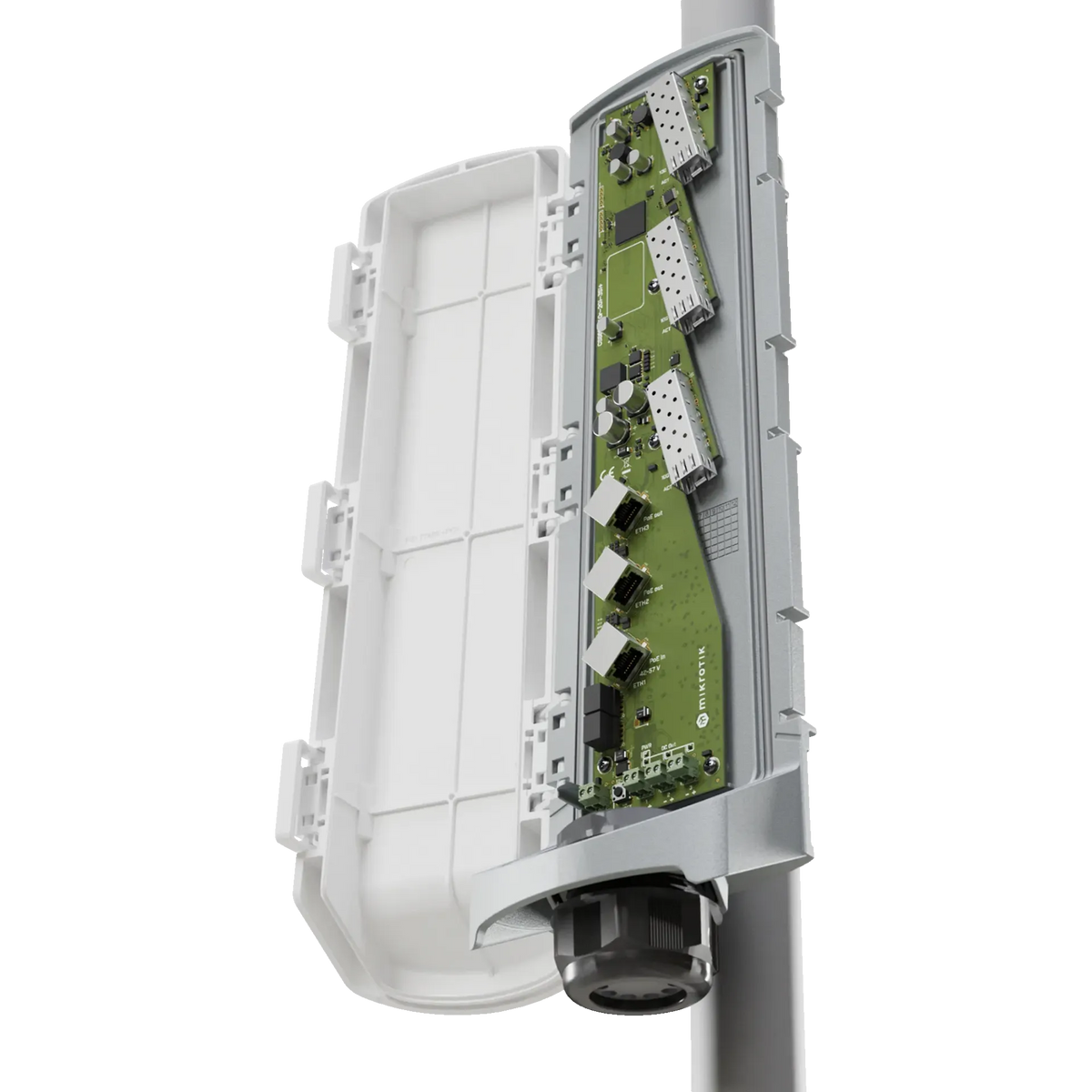Switch MikroTik CSS606-1G-2GI-3S+OUT Exterior IP66, 3 SFP+ 10G, PoE