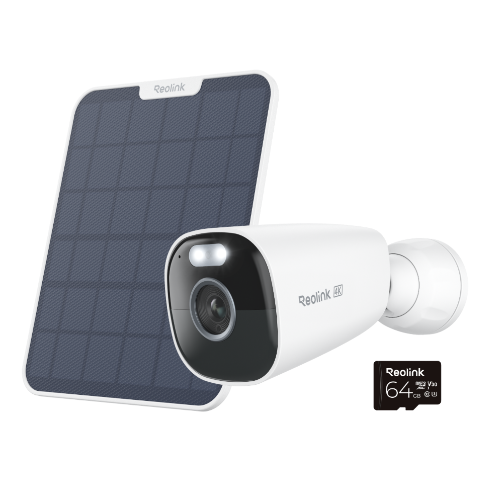 Cámara Reolink de batería Argus Series B360 con panel solar 2 + Tarjeta microSD (64GB)