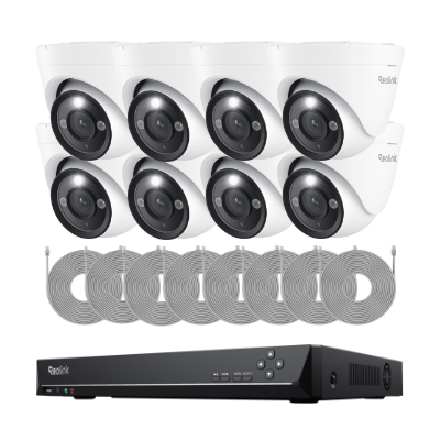 Kit Reolink RLK16-1200D8-A 8 cámaras Dome 12MP + NVR 16 canales disco 4TB (protección perimetral)