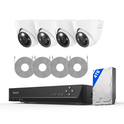 Kit Reolink RLK8-1200D4-A 4 cámaras Dome 12MP + NVR 8 canales disco 4TB