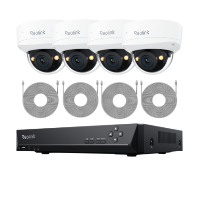 Kit Reolink RLK8-1200V4 4 cámaras Dome IK10 12MP + NVR 8 canales