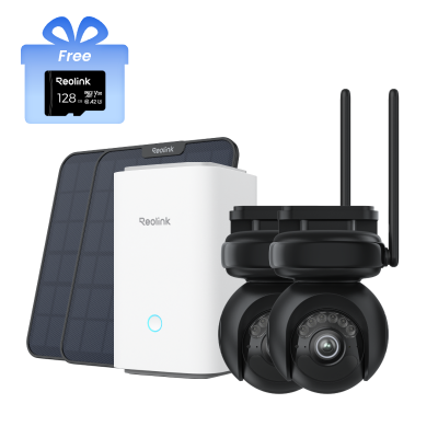 Kit Reolink Home Hub con 2× Altas PT Ultra (negro) + 2× panel solar 2 (6W, negro) + tarjeta microSD