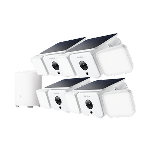 Kit Reolink 4× Solar Floodlight Cam con Home Hub Mini (sin tarjeta SD)