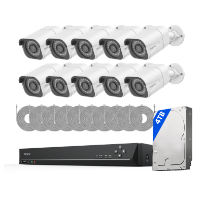 Kit Reolink RLK16-800B8-A 10 cámaras Bullet 4K + NVR 16 canales disco 4TB