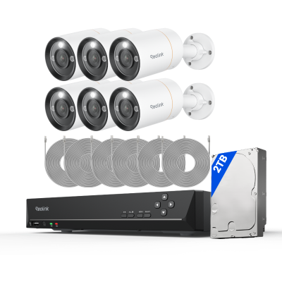 Kit Reolink RLK8-1200B4-A 6 cámaras Bullet 12MP + NVR 8 canales disco 2TB