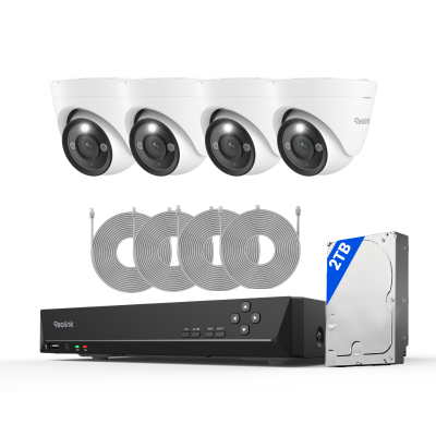 Kit Reolink RLK8-1200D4-A 4 cámaras Dome 12MP + NVR 8 canales disco 2TB