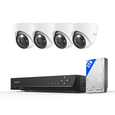 Kit Reolink RLK8-1200D4-A 4 cámaras Dome 12MP + NVR 8 canales disco 2TB (sin cables)