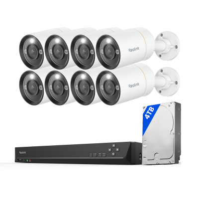 Kit Reolink RLK16-1200B8-A 8 cámaras Bullet 12MP + NVR 16 canales disco 4TB (sin cables)