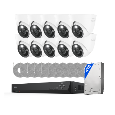 Kit Reolink RLK16-1200D8-A 10 cámaras Dome 12MP + NVR 16 canales disco 4TB