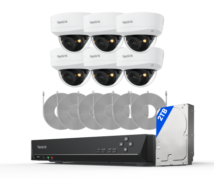 Kit Reolink RLK8-800V4 6 cámaras Dome IK10 4K + NVR 8 canales disco 2TB