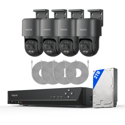Kit Reolink RLK8-800TM4 4 cámaras TrackMix Dual-Lens 4K + NVR 8 canales disco 2TB (gris)