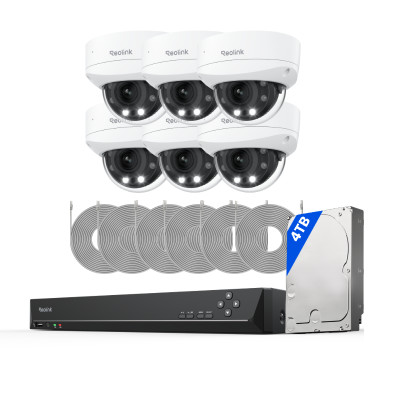 Kit Reolink RLK16-843V8 6 cámaras Dome IK10 4K zoom 5X + NVR 16 canales disco 4TB