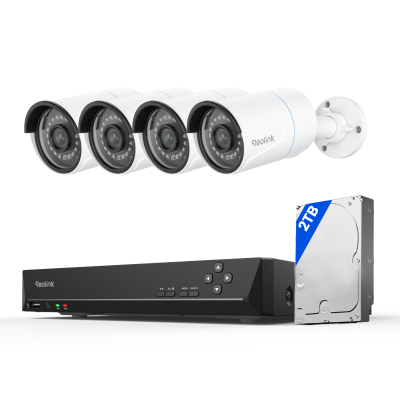 Kit Reolink RLK8-410B4 4 cámaras Bullet 5MP + NVR 8 canales disco 2TB (sin cables)