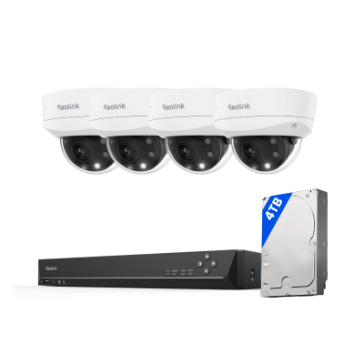 Kit Reolink: 4 cámaras Duo 3V 16MP panorámicas 180° IK10 + NVR 16 canales disco 4TB