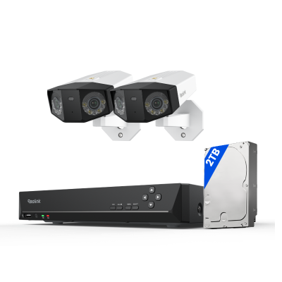Kit Reolink: 2 cámaras Duo 3 16MP panorámicas 180° + NVR 8 canales disco 2TB