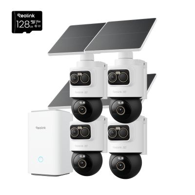 Kit Reolink Home Hub con 4× OMVI 2i Ultra + panel solar 2 + 128GB Tarjeta microSD