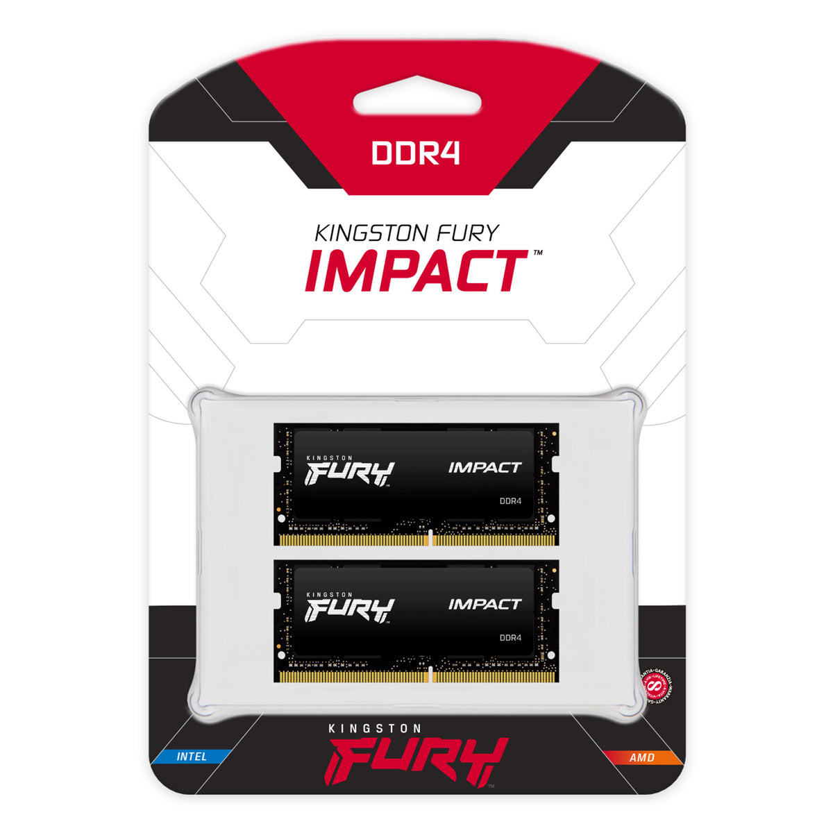 Memoria RAM Kingston Fury Impact 64 GB DDR4 3200 MT/s SO-DIMM para laptop kit de 2 (KF432S20IBK2/64)