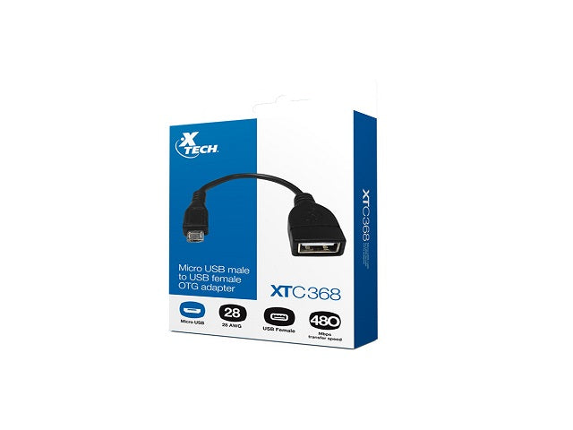 Xtech - USB cable - 5 pin Micro-USB Type B - 4 pin USB Type B - Black - XTC-368