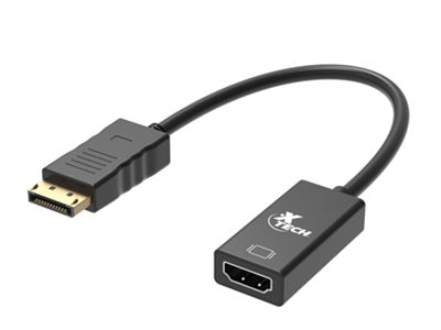 Xtech - Display adapter - 20 pin DisplayPort - 19 pin HDMI Type A - Black - Dis Pt (m) to HDMI (f) XTC-378