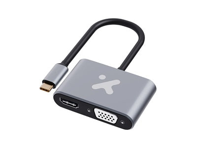 Xtech - Video adapter - USB Type C - HDMI female VGA female - Aluminum - 2 in 1 XTC-542