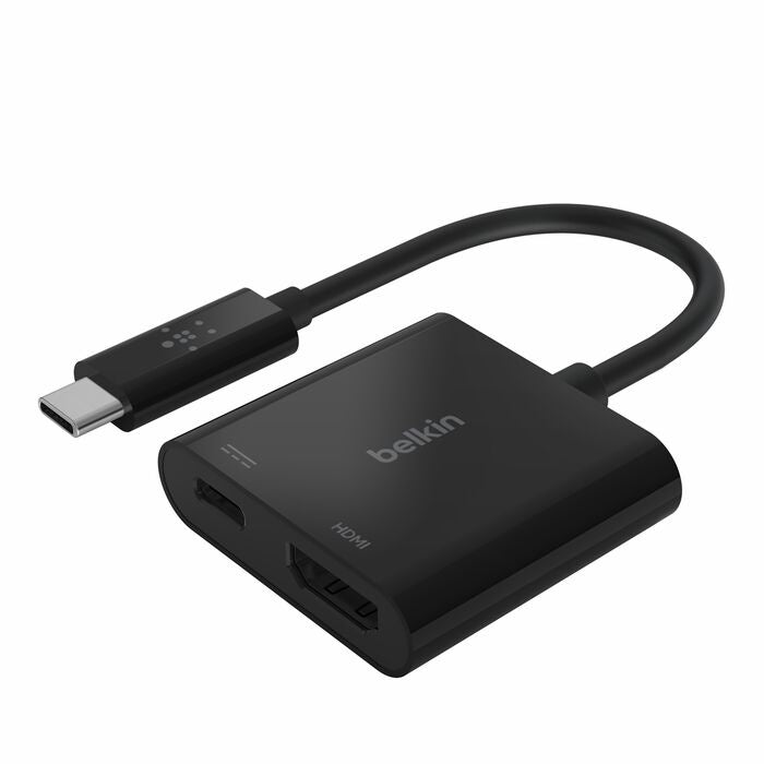 Belkin USB-C to HDMI + Charge Adapter - Adaptador de vídeo - 24 pin USB-C macho a HDMI, USB-C (solo alimentación) hembra
