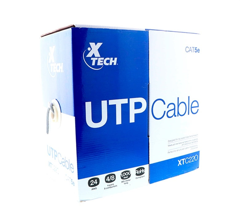 Xtech - Cable al por mayor - RJ-45 (M) a RJ-45 (M) - 305 m - UTP - CAT 5e - gris