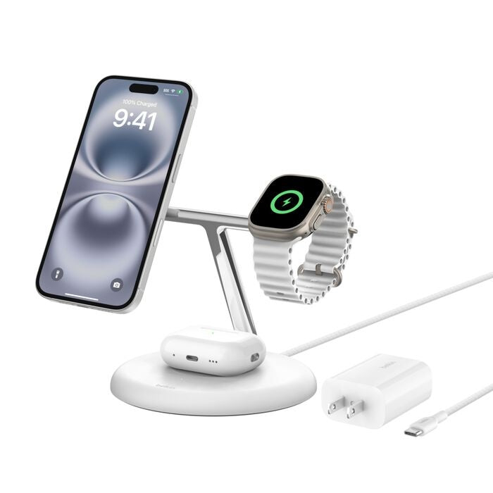 Belkin - Stand Charger - Lithium - Para Universal - QI2 15W 3 in 1 white