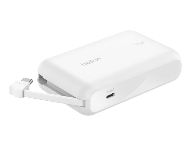 Belkin 10K Power Bank with 20W PD+Integrated USB-C Cable Whi