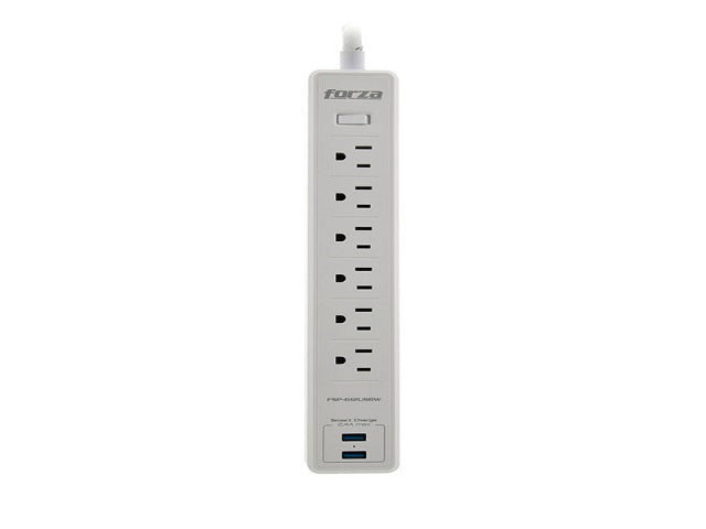 Forza - Surge protector - AC 110/220 V - 6 Tomas de Corriente - NEMA 2USB 5ft WH