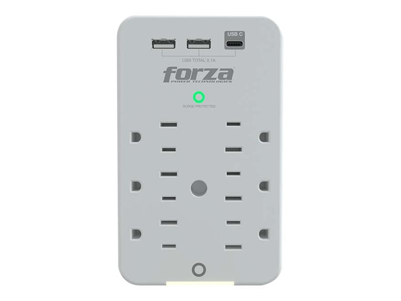 Forza FWT-631USBC - Protector contra sobretensiones (montaje en pared) - CA 125 V - 1875 vatios