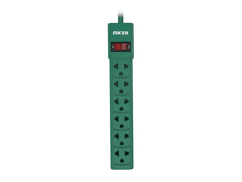 Forza Power strip AC 110/220 V 6 Tomas de Corriente Green