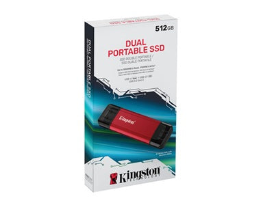 Kingston SSD 512GB Dual USB-A/C Portable SSD, Up to 1050MB/s