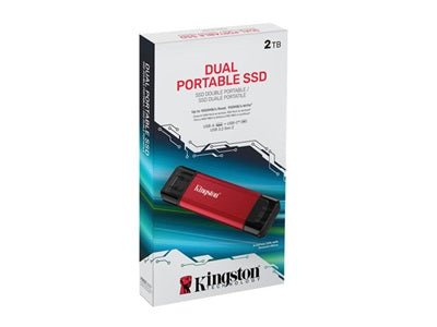 Kingston SSD 2TB Dual USB-A/C Portable SSD, Up to 1050MB/s