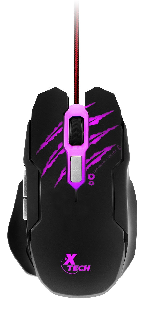 Mouse para Gaming Xtech XTM-610 Lethal Haze - Resolución ajustable de hasta 3200 ppp - Luces LED de 4 colores