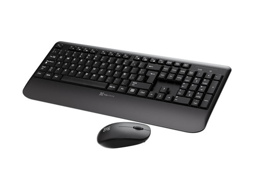 Klip Xtreme Keyboard Spanish Wireless 2.4 GHz Black Combo hand rest