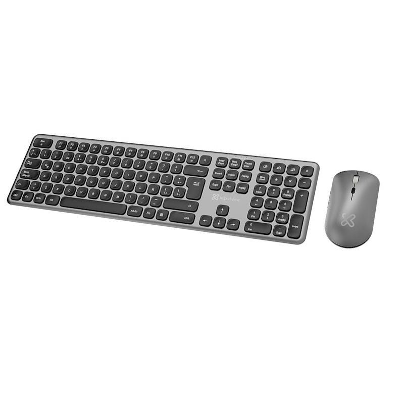 Klip Xtreme - Keyboard and mouse set - Spanish (Latin American) - Wireless - Bluetooth - Aluminum silver