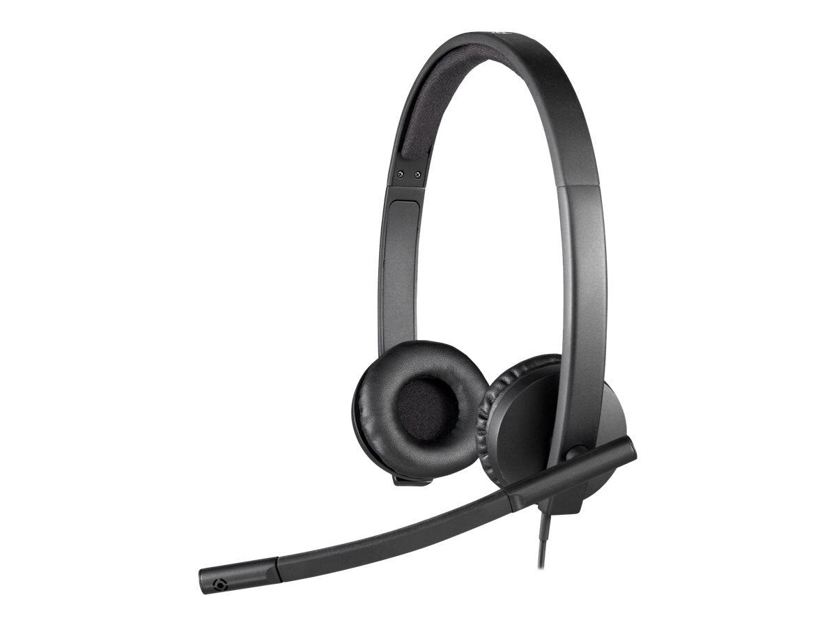 Logitech H570e Wired Headset, Stereo Headphones with Noise-Cancelling Microphone, USB, in-Line Controls with Mute Button, Indicator LED, PC/Mac/Laptop - Black - Auricular