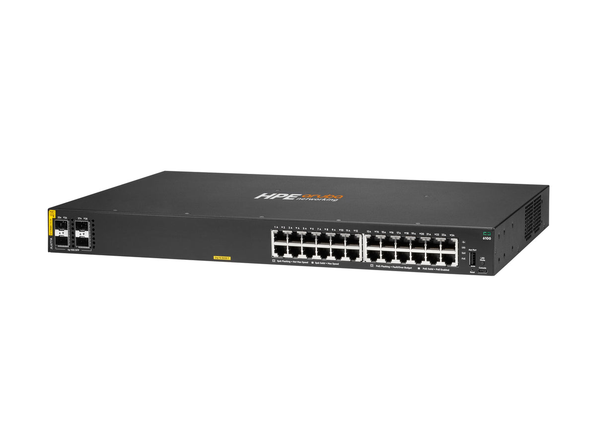 HPE Aruba 6100 24G Class4 PoE 4SFP+ Conmutador Gestionado