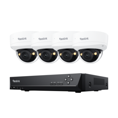 Kit Reolink RLK8-800V4 4 cámaras Dome IK10 4K + NVR 8 canales disco 2TB (sin cables)