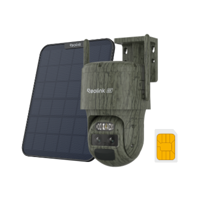 Cámara Reolink 4G LTE TrackMix LTE (camuflaje) + panel solar 2 (negro)+tarjeta SIM