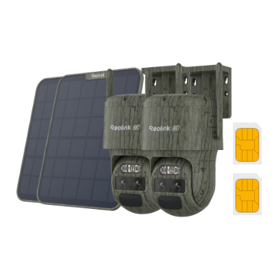Cámara Reolink 4G LTE TrackMix LTE + panel solar 2 (camuflaje, paquete de 2)+tarjeta SIM